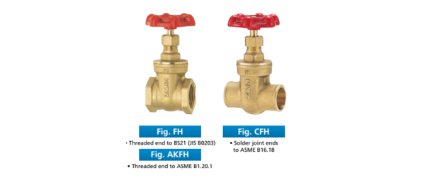 Van cửa (gate valve) bằng thau hoặc đồng, lắp ren